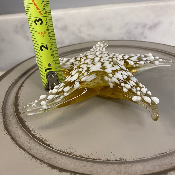 Amber Hand Blown Textured Glass Starfish Paperweight Sculpture 6.5 Inch - Picture 7 of 8